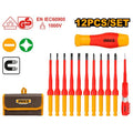 12Pcs 1000V طقم مفكات شق ومصالب معزول مسكة تبديل