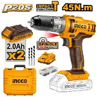 Ingco Cordless Impact Drill 20V - 13mm 55Nm/مقدح بطارية إنجكو 20 فولت دقاق - 13 ملم