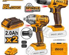 Ingco Cordless Impact Wrench 20V - 300Nm 1/2" Drive/فرد شد عزق (بزقة) إنجكو بطارية 20 فولت (براشلس) - 300 نيوتن